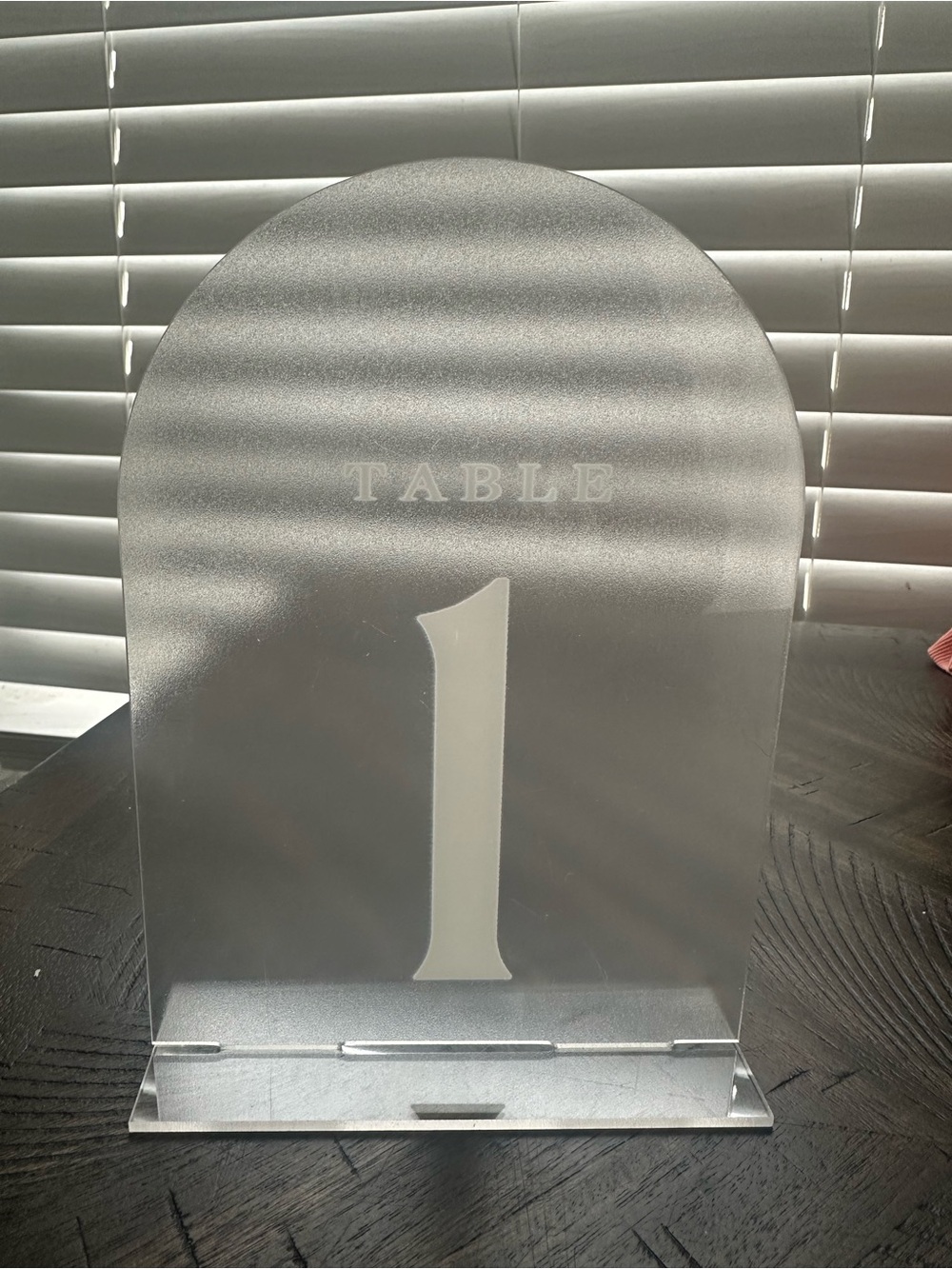 Clear Acrylic Table Number Sign - Table 1